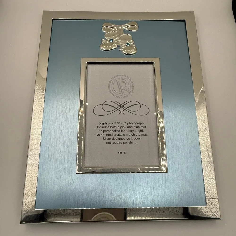 Things Remembered Baby Picture Frame Silver‎ 3.5x5 Pink & Blue Mats 658782 New